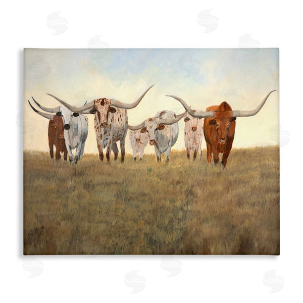 stupell industries Kathy Winkler  | Family of Longhorn Cattle