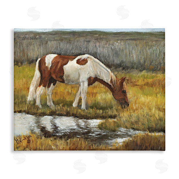 stupell industries Kathy Winkler  | Horse Drinking Water by Stream