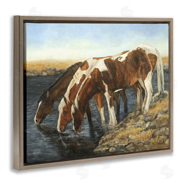 Stupell Industries Kathy Winkler  | Horse Trio Drinking Water