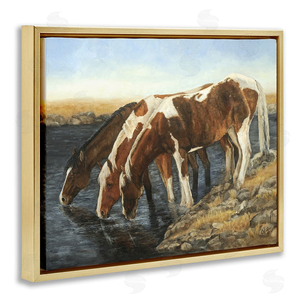 Stupell Industries Kathy Winkler  | Horse Trio Drinking Water