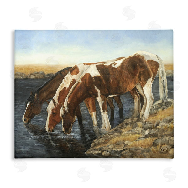 stupell industries Kathy Winkler  | Horse Trio Drinking Water