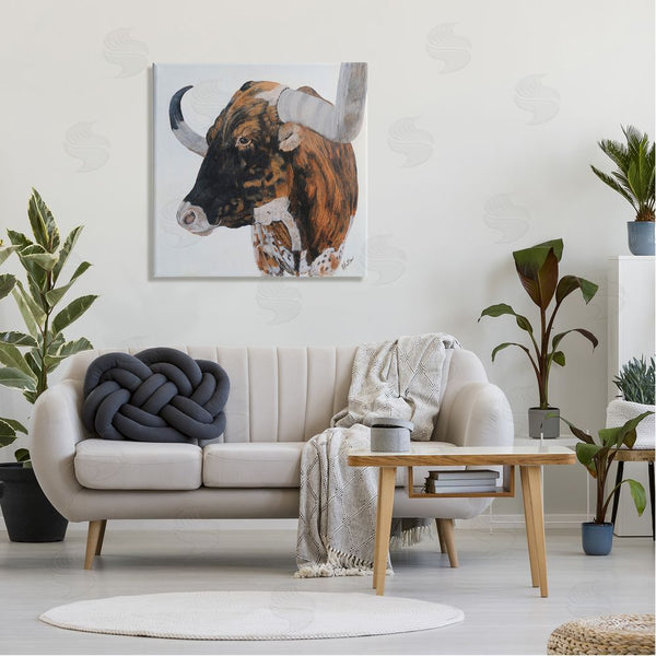 Stupell Industries Kathy Winkler | Longhorn Cattle Farmhouse Portrait Wall Art
