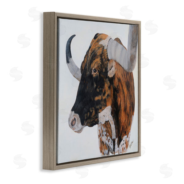 Stupell Industries Kathy Winkler | Longhorn Cattle Farmhouse Portrait Wall Art