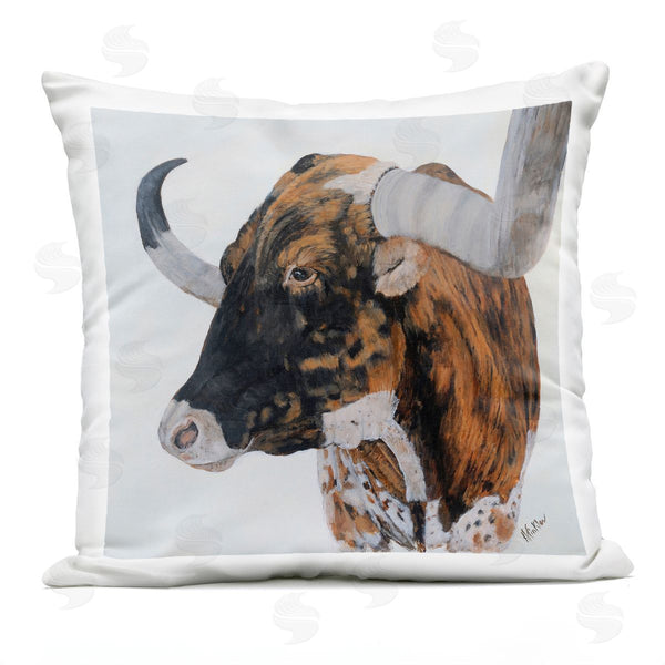 Stupell Industries Kathy Winkler | Longhorn Cattle Nature Portrait Printed Throw Pillow