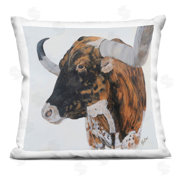 stupell industries Kathy Winkler | Longhorn Cattle Nature Portrait Printed Throw Pillow