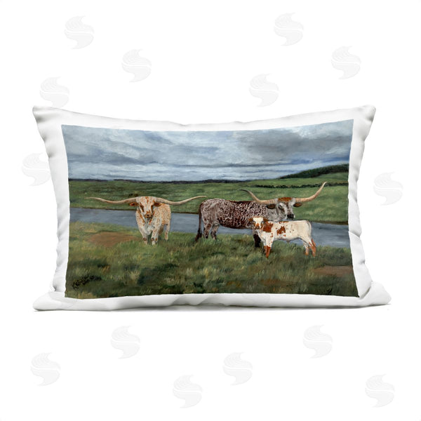 Stupell Industries Kathy Winkler  | Longhorn Cattle Trio Printed Throw Pillow