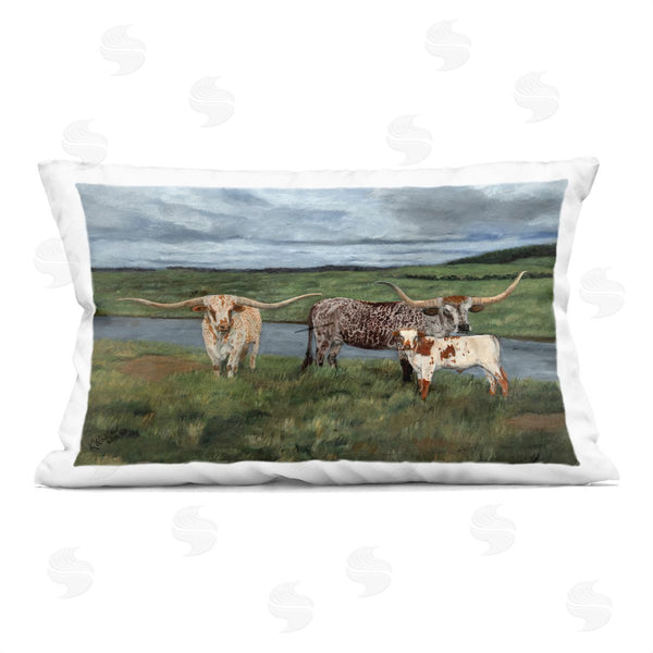 stupell industries Kathy Winkler  | Longhorn Cattle Trio Printed Throw Pillow