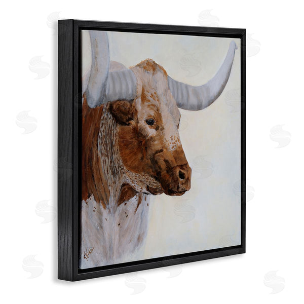Stupell Industries Kathy Winkler | Rural Longhorn Cow Face Portrait Wall Art