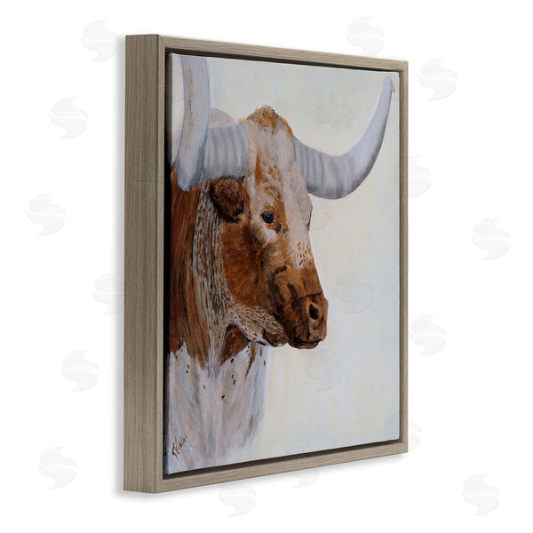 Stupell Industries Kathy Winkler | Rural Longhorn Cow Face Portrait Wall Art