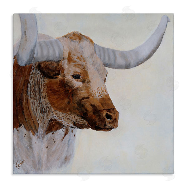 stupell industries Kathy Winkler | Rural Longhorn Cow Face Portrait Wall Art