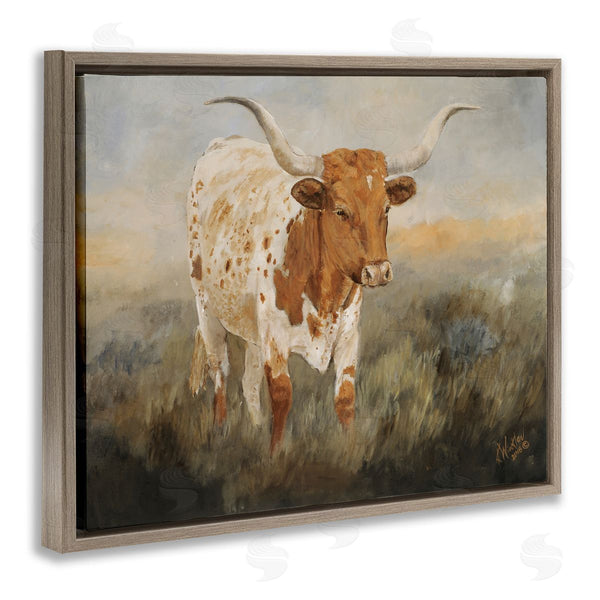 Stupell Industries Kathy Winkler  | Spotted Longhorn In Countryside