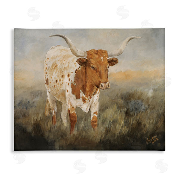 stupell industries Kathy Winkler  | Spotted Longhorn in Countryside