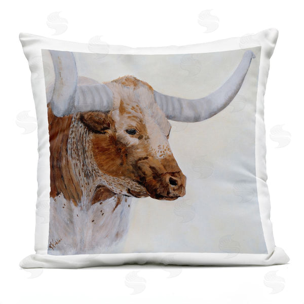 Stupell Industries Kathy Winkler | Stoic Longhorn Cattle Portrait Printed Throw Pillow