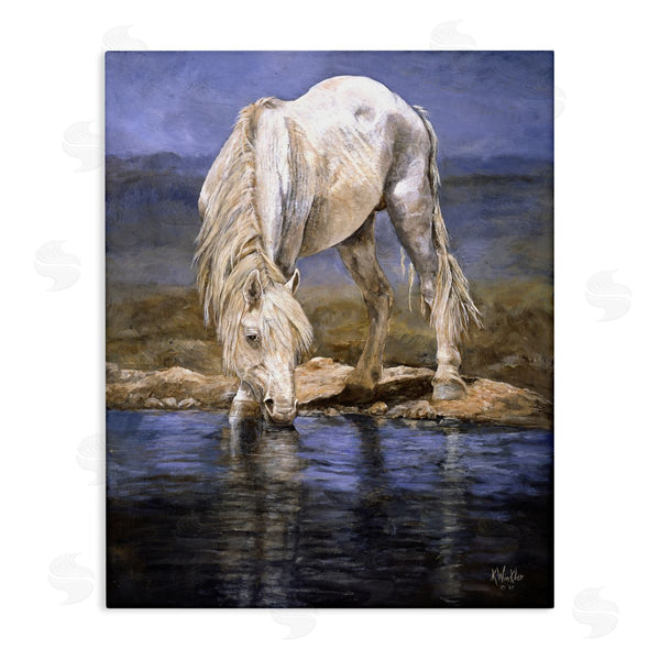 stupell industries Kathy Winkler  | White Horse at River's Edge