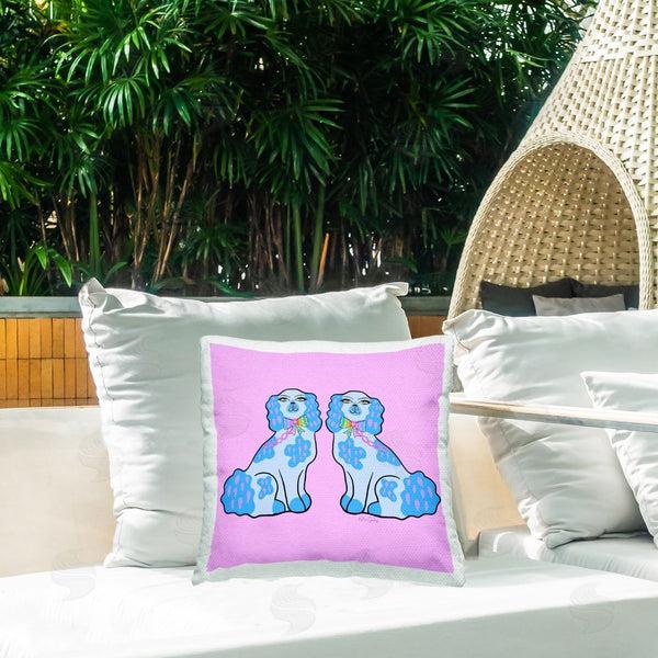 Stupell Industries Katie Conley | Blue Posh Poodles Printed Throw Pillow
