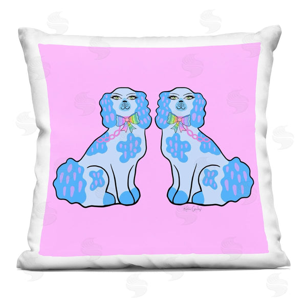 stupell industries Katie Conley | Blue Posh Poodles Printed Throw Pillow