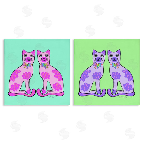 stupell industries Katie Conley | Bright Purple Cat Pairs