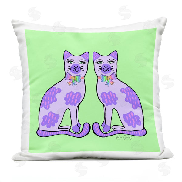 Stupell Industries Katie Conley | Classy Cats On Green Printed Throw Pillow