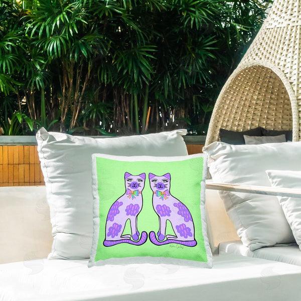 Stupell Industries Katie Conley | Classy Cats On Green Printed Throw Pillow