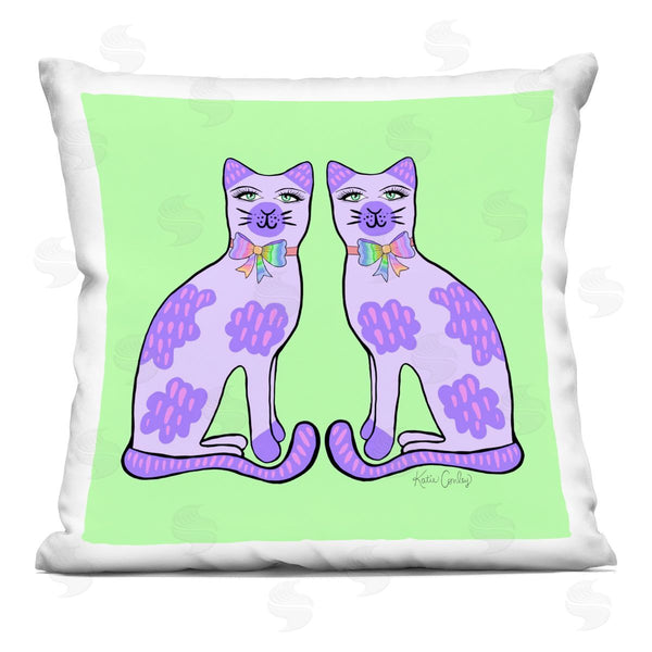 stupell industries Katie Conley | Classy Cats on Green Printed Throw Pillow