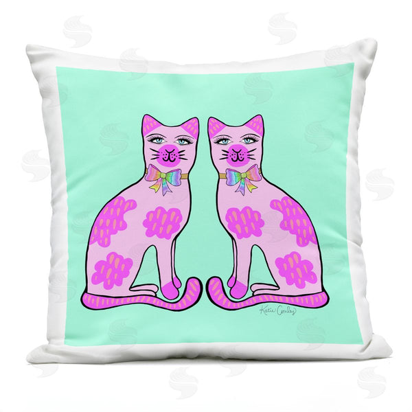 Stupell Industries Katie Conley | Classy Cats On Turquoise Printed Throw Pillow