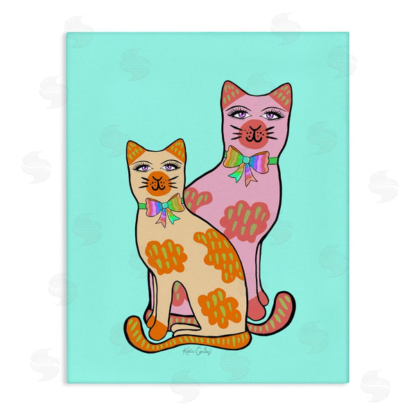 stupell industries Katie Conley | Funky Cats on Turquoise