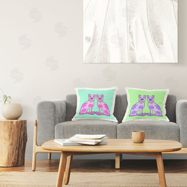 Stupell Industries Katie Conley | Funky Whimsy Cat Pairs Printed Throw Pillow Set