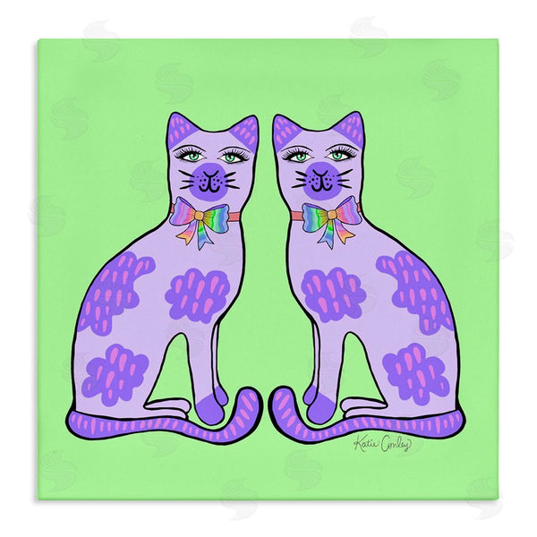 stupell industries Katie Conley | Purple Cats on Green