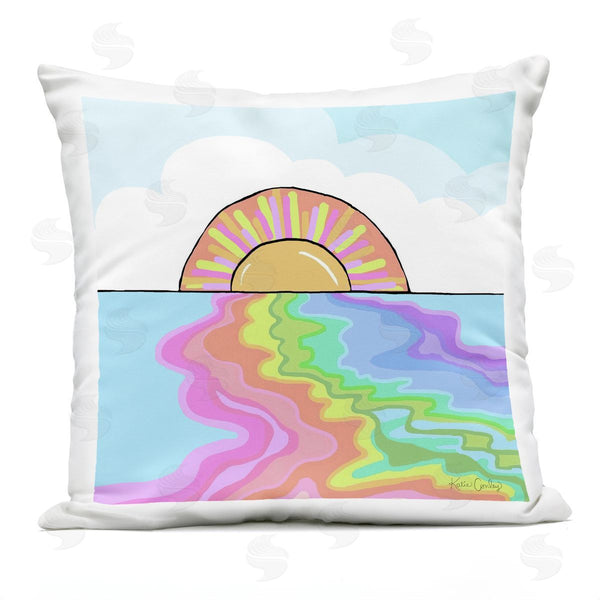 Stupell Industries Katie Conley | Swirling Rainbow On Sea Surface Printed Throw Pillow