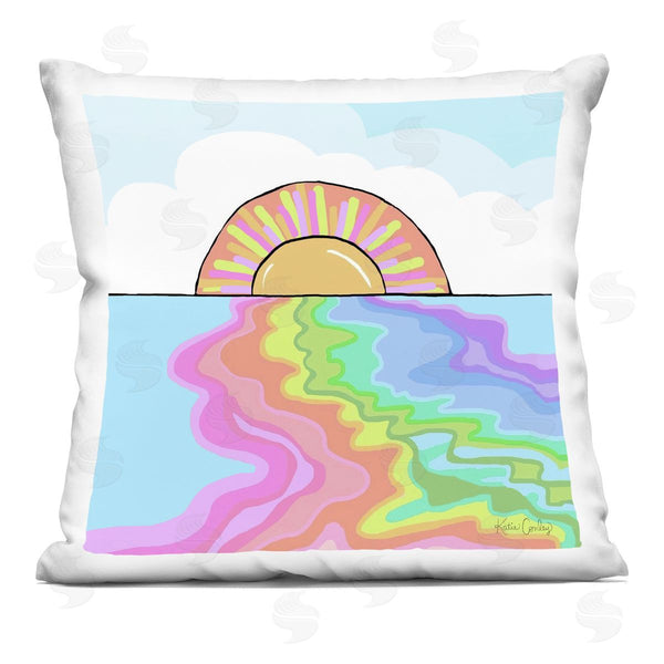 stupell industries Katie Conley | Swirling Rainbow on Sea Surface Printed Throw Pillow
