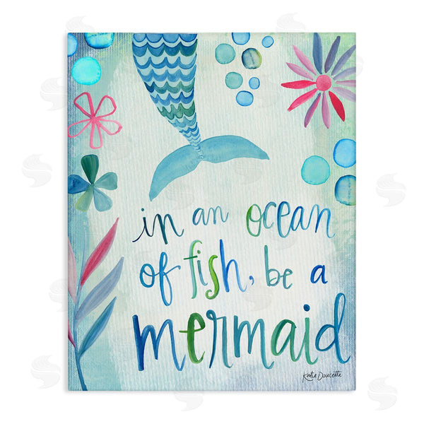 stupell industries Katie Doucette | Be a Mermaid Motivational Ocean Quote Flower Blossoms Wall Art