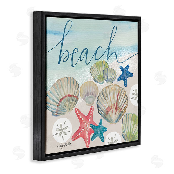 Stupell Industries Katie Doucette | Beach Calligraphy Seashells Clams Starfish Ocean Foam Wall Art