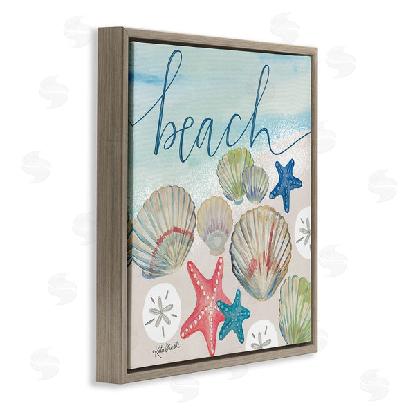 Stupell Industries Katie Doucette | Beach Calligraphy Seashells Clams Starfish Ocean Foam Wall Art