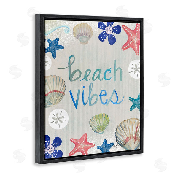 Stupell Industries Katie Doucette | Beach Vibes Calligraphy Nautical Seashell Flowers Wall Art