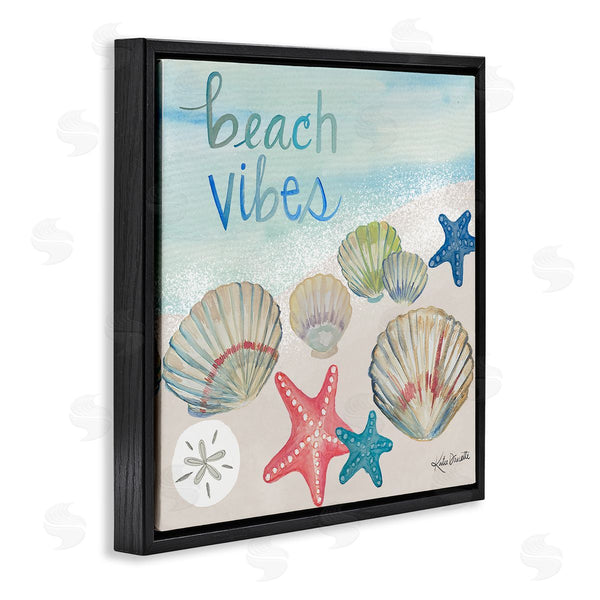Stupell Industries Katie Doucette | Beach Vibes Calligraphy Trendy Seashells Starfish Painting Wall Art