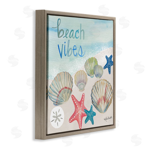 Stupell Industries Katie Doucette | Beach Vibes Calligraphy Trendy Seashells Starfish Painting Wall Art
