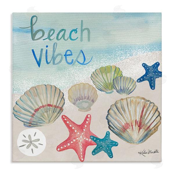 stupell industries Katie Doucette | Beach Vibes Calligraphy Trendy Seashells Starfish Painting Wall Art