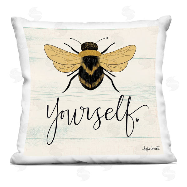 stupell industries Katie Doucette | Bee Yourself Yellow Green Family Word Design Printed Throw Pillow