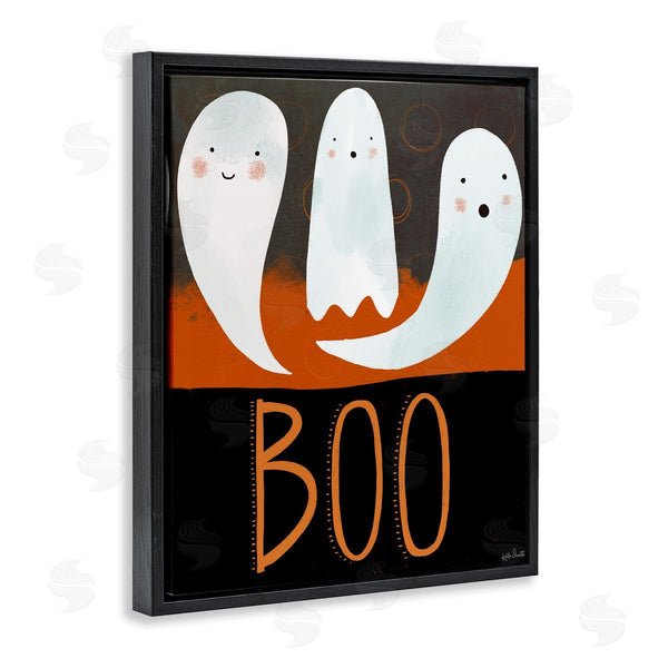 Stupell Industries Katie Doucette | Boo Halloween Festive Phrase Whimsical Happy Ghosts Wall Art