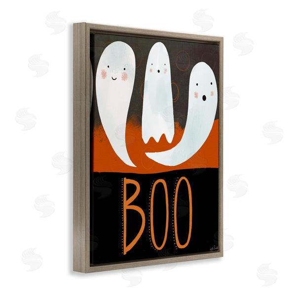 Stupell Industries Katie Doucette | Boo Halloween Festive Phrase Whimsical Happy Ghosts Wall Art