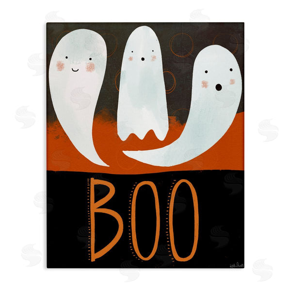 stupell industries Katie Doucette | Boo Halloween Festive Phrase Whimsical Happy Ghosts Wall Art