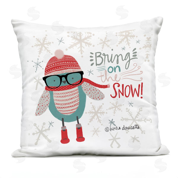 Stupell Industries Katie Doucette | Bring On The Snow Happy Patterned Blue Bird Printed Throw Pillow