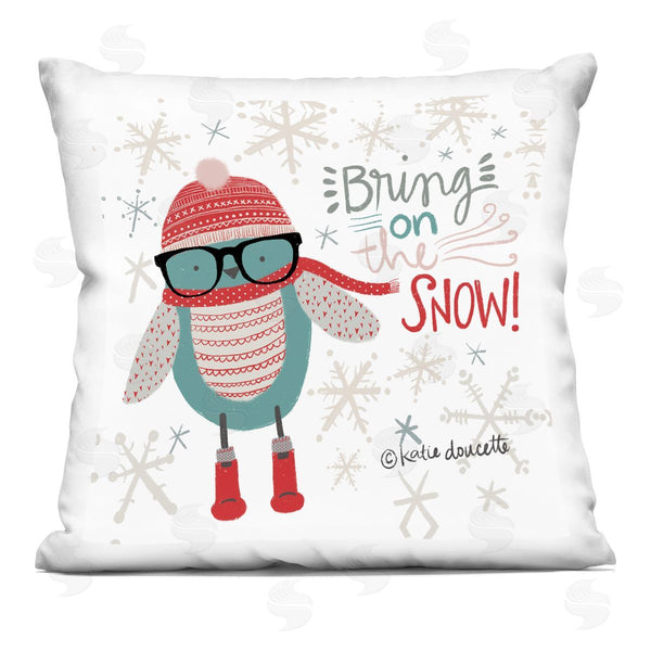 stupell industries Katie Doucette | Bring On The Snow Happy Patterned Blue Bird Printed Throw Pillow