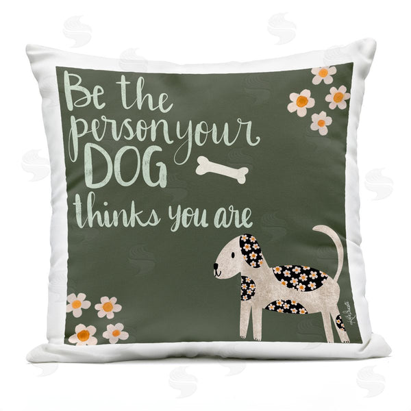 Stupell Industries Katie Doucette | Casual Daisy Pattern Dog Humor Phrase Printed Throw Pillow
