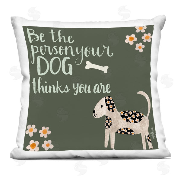 stupell industries Katie Doucette | Casual Daisy Pattern Dog Humor Phrase Printed Throw Pillow