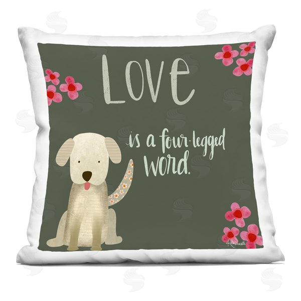 stupell industries Katie Doucette | Dog Lover Happy Puppy Pink Flowers Printed Throw Pillow