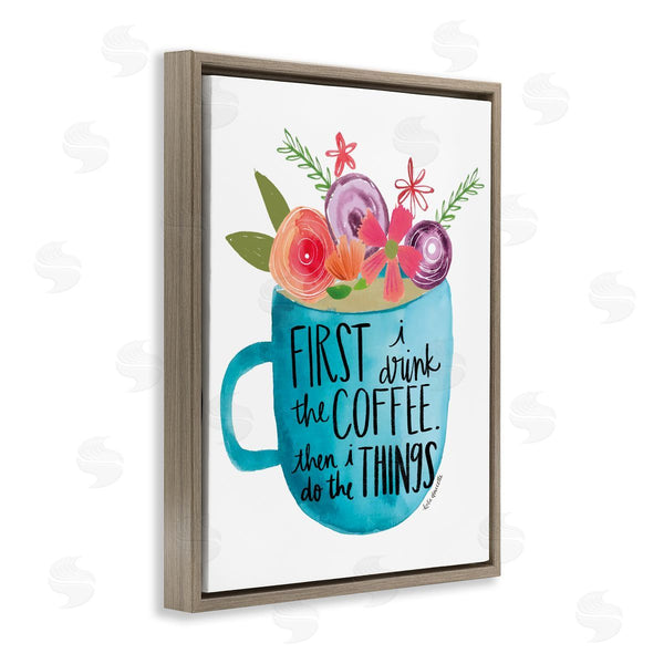 Stupell Industries Katie Doucette | Drink Coffee Do Things Phrase Blue Floral Mug Wall Art