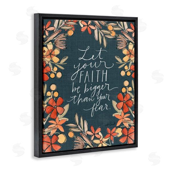Stupell Industries Katie Doucette | Faith Over Fear Religious Calligraphy Patterned Floral Border Wall Art
