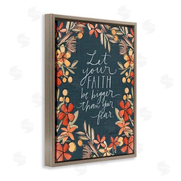 Stupell Industries Katie Doucette | Faith Over Fear Religious Calligraphy Patterned Floral Border Wall Art