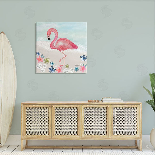 Stupell Industries Katie Doucette | Flamingo Among Sand Dollars Flowers Beach Shore Wall Art